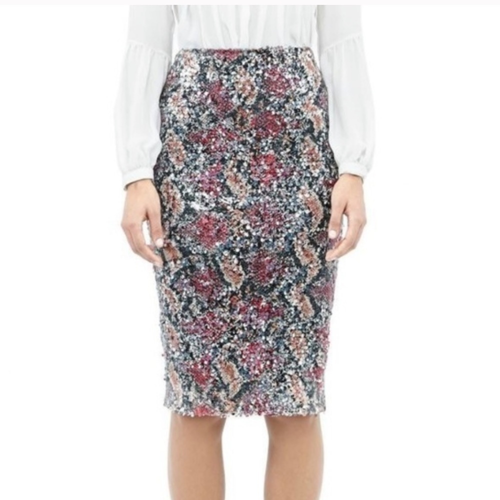 Nicole Miller Carter Snake Sequin Pencil Skirt